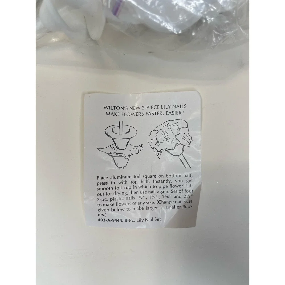 Wilton 8-Pc Lily Nail Set 403-A-9444 Plastic 2-Piece Cake Decorating White
